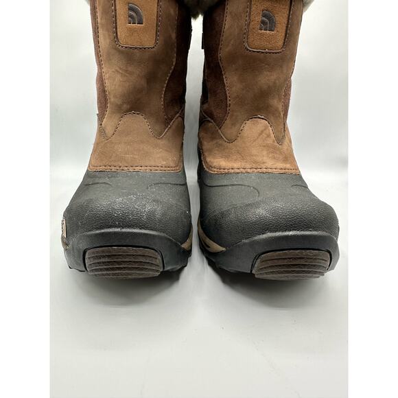 North Face Greenland Brown Zip Waterproof Winter Boots Size 8 Faux Fur Shearling - Picture 6 of 15